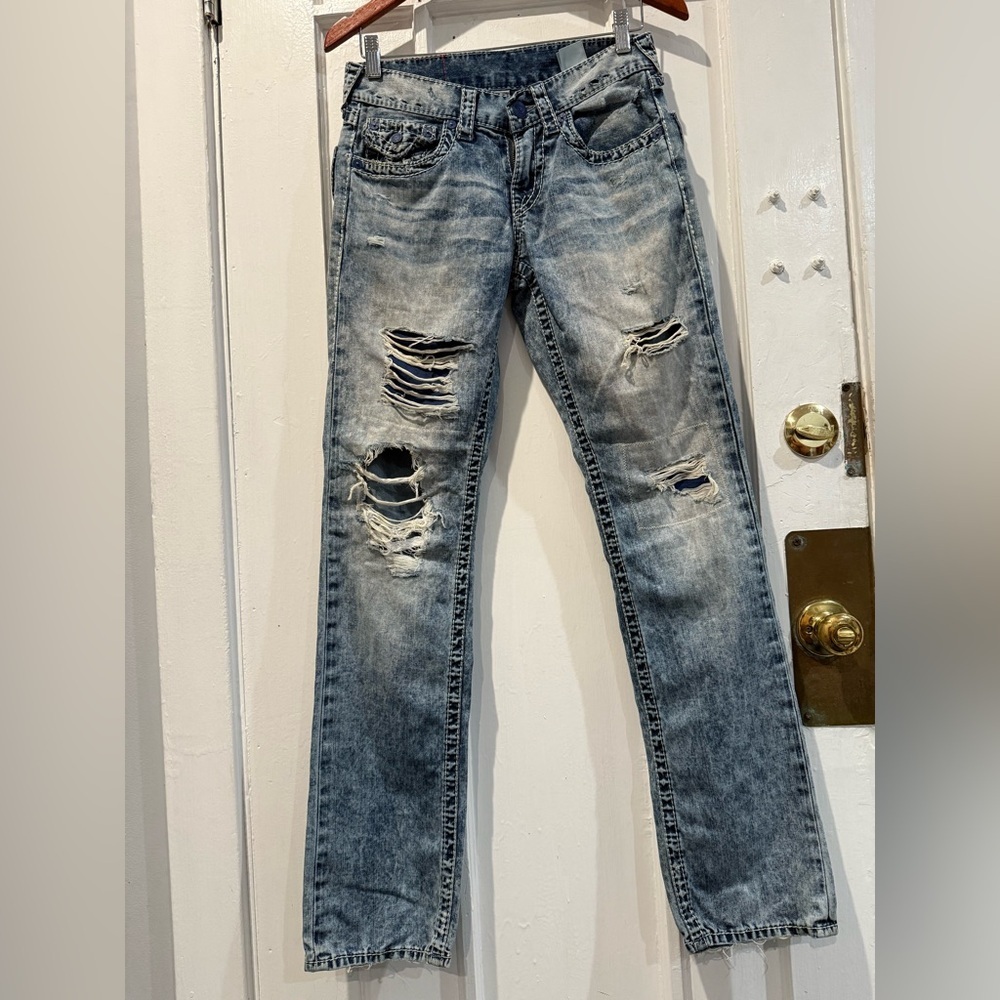 True Religion Women's Distressed Blue Skinny Jeans